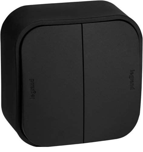 Переключатель накладной Legrand Quteo 2-кл. проходной черный картинка